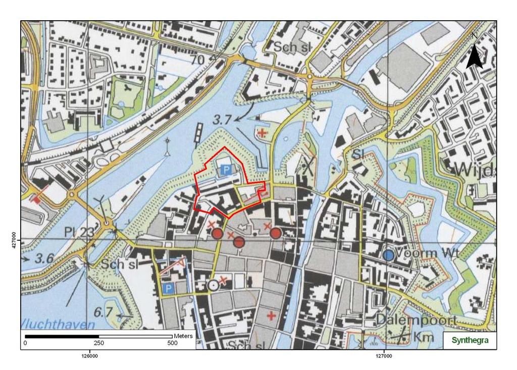 : SKO/UIT/SAD/S83327 1.3 Ligging en huidige situatie plangebied Het plangebied is circa 4 ha groot en ligt aan de noordzijde van de historische kern van Gorinchem binnen de vestingwal (afbeelding 1.
