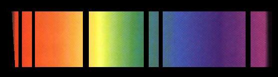 7 Het absorptiespectrum Een absorptiespectrum ontstaat als licht van een gloeilamp (met een continu spectrum) door een absorberende stof gaat.