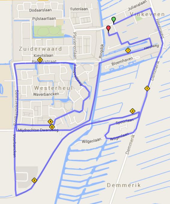 vrijdag 25 mei 2018 - km de Boei 0,0 RA Over bruggetje naar Oudeland 3,7 RA Kerklaan 0,1 RD Oudeland 3,7 RA Herenweg 0,3 RD Loopveltweg 3,9 RD Demmerik 0,6 LA Reigerstraat 4,7 RA Wilgenlaan 1,5 RA