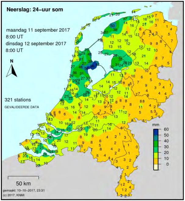 ZWAARSTE BUIEN IN NEDERLAND De Bilt is bepalend voor de statistiek in Nederland maar had voor het laatst een zware bui in 1953 (43 mm in een uur) Zwaarste buien na 2000 in NL: Apeldoorn