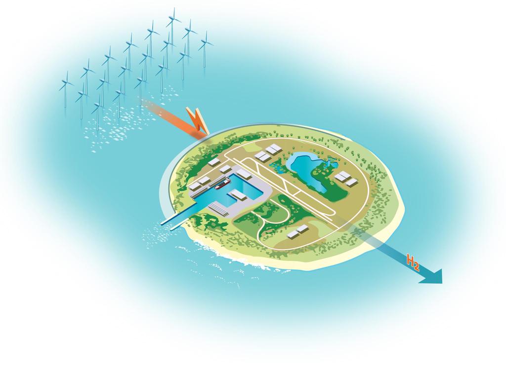 North Sea Wind Power Hub Eiland waar stroom van windparken op zee