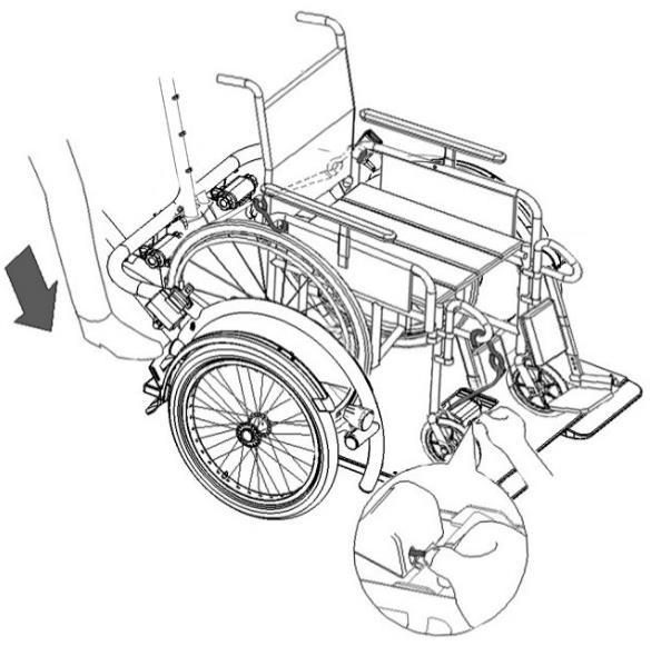 Rolstoeltransport Als u een rolstoel op de VeloPlus3 wilt transporteren, volgt u onderstaande instructies. 1.
