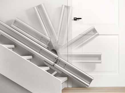 OPTIES OPTIONEEL Een automatisch opklapbaar railgedeelte onderaan uw trap, zodat uw deur of