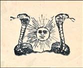 Opvallend is, dat alle postwaardestukken uit die tijd voorzien zijn van een symbool bestaande uit een zon tussen twee slangen,