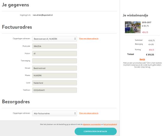 U krijgt een overzicht te zien van de producten in uw winkelmandje. Hebt u een promotiecode dan kunt u die hier invullen.