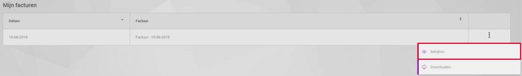 7.1 De factuur bekijken Door te klikken op Bekijken (zie rode kader in afbeelding