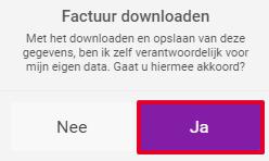 7.2 De factuur downloaden Door te klikken op Downloaden (zie rode kader in afbeelding 33) kan een printversie gegenereerd worden van de factuur in PDF-formaat.