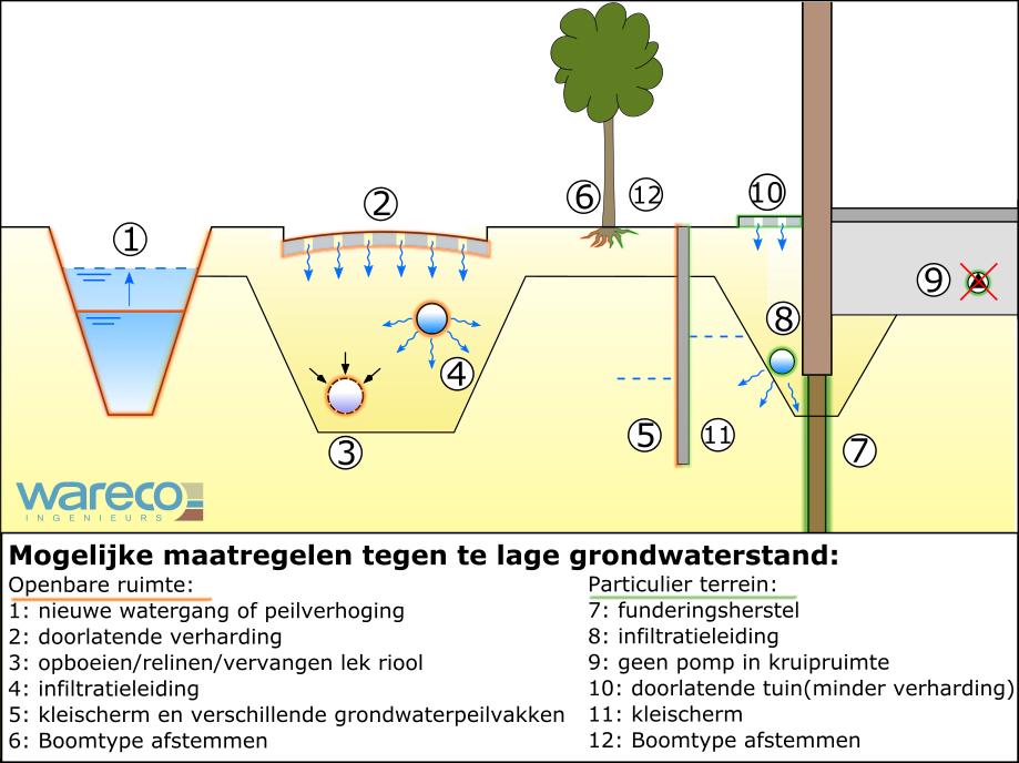 Grondwaterbeleidsplan gemeenten Bloemendaal en Heemstede boomtype afstemmen Figuur 10: Voorbeelden van maatregelen tegen lage grondwaterstanden Bij de afweging voor het treffen van (nieuwe)