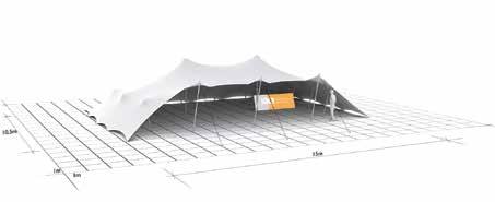 MOGELIJKE CONFIGURATIES Open tent Gesloten tent 1/4 Gesloten tent 2/4 Gesloten tent 3/4 15 x 20 m SPECIFICATIES