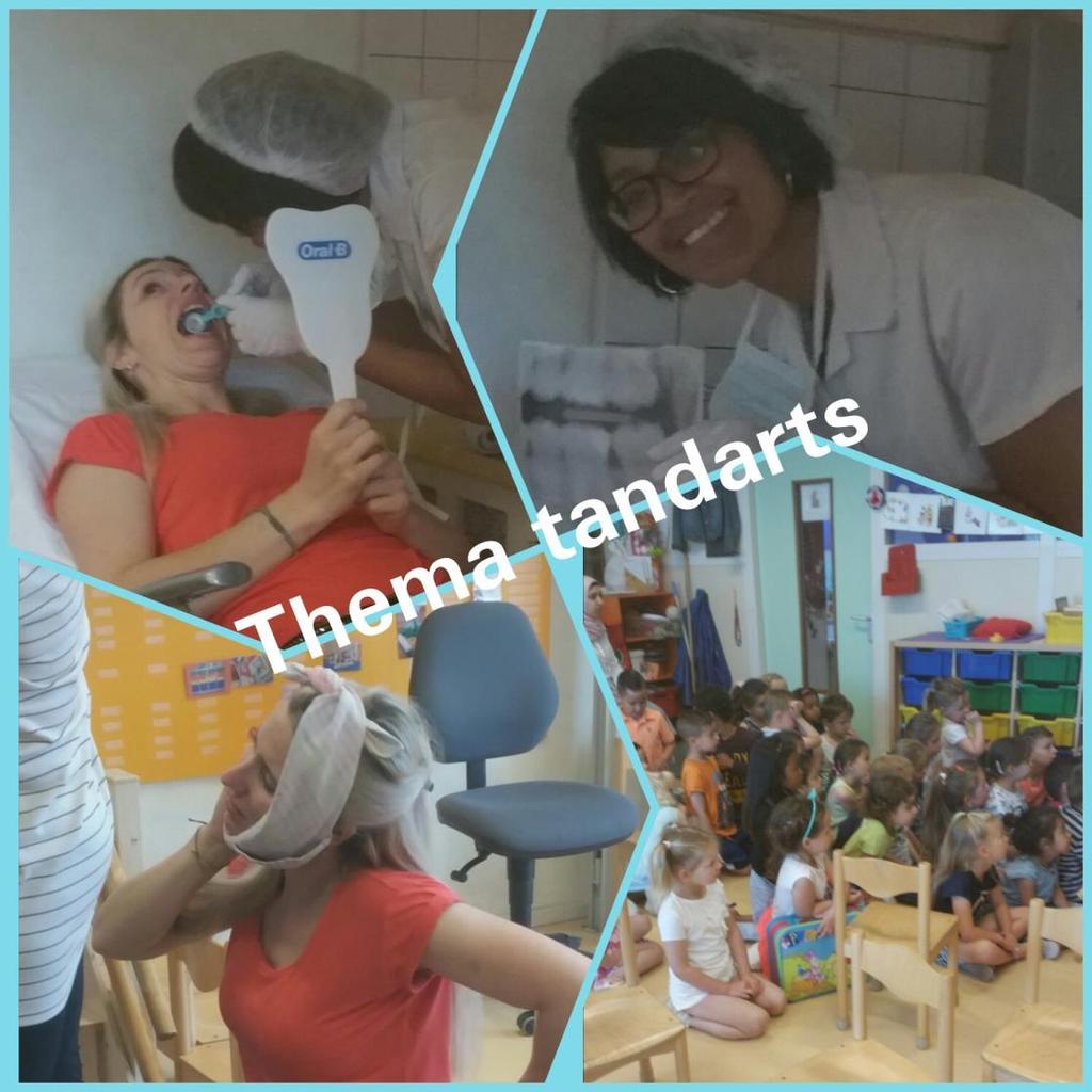 Groep 1-2 Maandag 22 mei hebben we de officiële opening gehad van thema tandarts. Juf Marika had last van haar kies, omdat ze teveel gesnoept had. Gelukkig had tandarts Anike de pijn weggehaald.