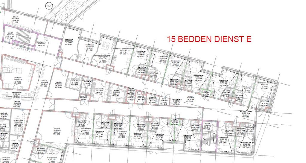 1. Architectuur De afdeling Pediatrie is gelegen in blok B op het 1 ste verdiep. De afdeling beschikt over 15 bedden, verspreid over 11 kamers.