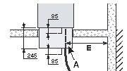 Aankomstconfiguratie van de middenspanningskabels Zijdelingse aankomst van de middenspanningskabels verder verwijderd van een wand Mogelijk voor alle secties tot 630 mm².