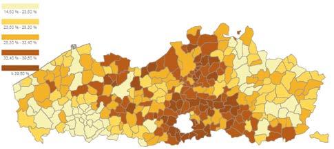 Voor één op de drie Kempense inwoners is de verplaatsingstijd tussen de 15 minuten en een half uur en voor 23% is dat minder dan een kwartier.