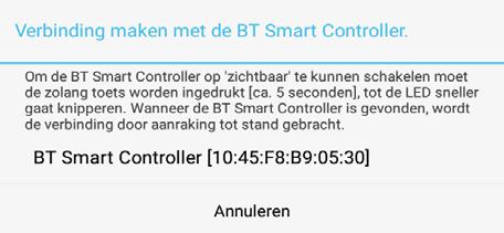 Nadat de controller is gevonden, verschijnt hij op het scherm.