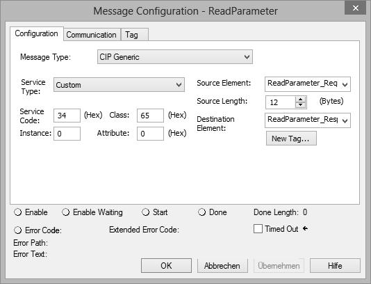 Configuratie en inbedrijfstelling EtherNet/IP Configuratievoorbeelden 3 3. Om het leescommando te kunnen uitvoeren, dient het programma van de besturing als volgt te worden aangepast: 4.