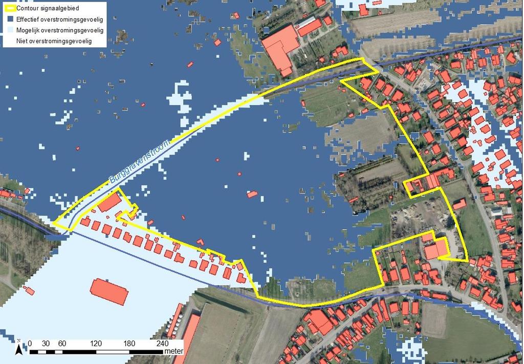 Het grootste deel van het signaalgebied staat aangeduid als effectief overstromingsgevoelig.