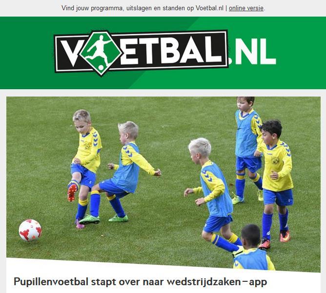 Pupillenvoetbal stapt over naar Wedstrijdzaken-app Alle Onder 8 t/m Onder 11 teams stappen op 1 februari 2018 over op het invoeren van uitslagen via de Wedstrijdzaken-app.