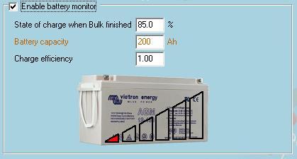 Battery monitor In the general tab Do not use with DC solar or when there