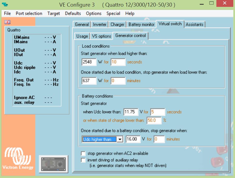 Generator control Vdc higher