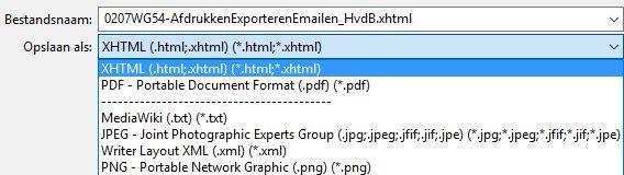 Als u wilt exporteren naar XHTML, kiest u Bestand > Exporteren.
