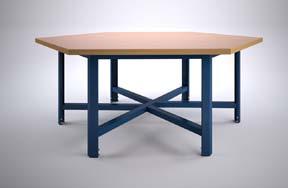 De tafels zijn verkrijgbaar in een zeshoek van 2000mm, waarbij 6 werkplekken beschikbaar zijn van