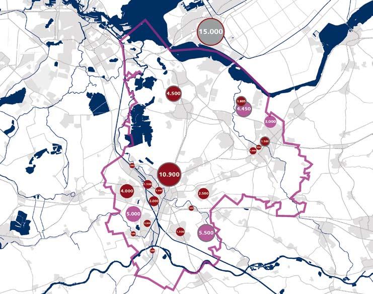 Figuur 12 Woningbouwlocaties Noordvleugel Utrecht (2015-2030) Grens Noordvleugel Utrecht Opvang in Almere Binnen bebouwd gebied