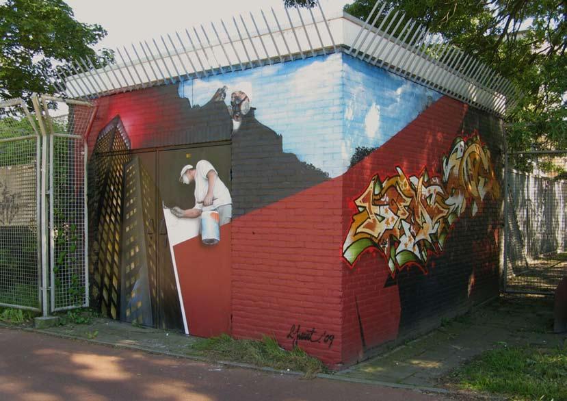 schilderen straatmeubilair Locatie: Crabbehof