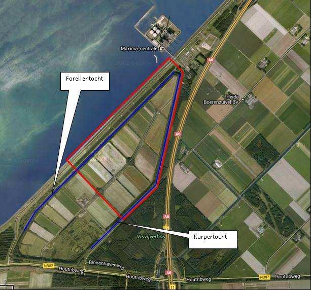 2.3.2 De polder Peilbeheer Het plangebied maakt deel uit van de Flevopolder. Het plangebied wordt volledig omringd door een watergang. Het gaat hier om de Forrelentocht die overgaat in de Karpertocht.