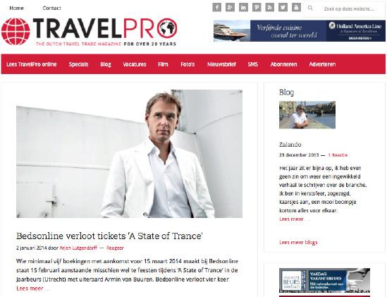 Online Website Op www.travelpro.nl kunt u uw banner plaatsen. Onze website trekt gemiddeld 35.000 bezoekers uit de branche per maand, welke ieder goed zijn voor gemiddeld 3,5 pageviews per maand.