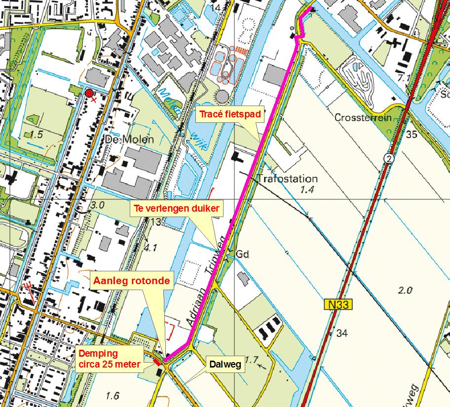 5. Bijzondere voorschriften 5.1. Plaats a. De rotonde wordt aangebracht in de Dalweg te Veendam. b. Het fietspad wordt aangebracht aan de westzijde van de Adriaan Tripweg te Veendam. c.