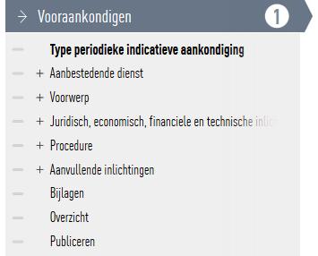 3.2 Vooraankondigen Als u een werkproces met vooraankondiging heeft geselecteerd dan is het item Vooraankondigen beschikbaar op projectniveau.