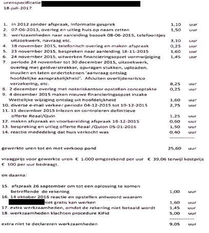 2.14 Op 18 juli 2017 heeft de Adviseur een urenspecificatie alsmede een