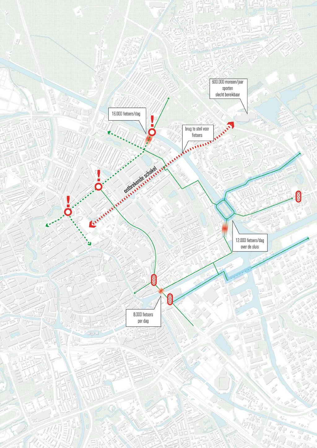 Hoofdfietsnetwerk Fietsonvriendelijke routes Ontbrekende schakel Hoge fietsintensiteit > 6.000-15.