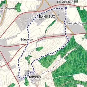 Op het eerste kruispunt gaat U rechtdoor via de Rue de la Sapinière, totaan de Route de Theux (RN 62: Luik-Spa).