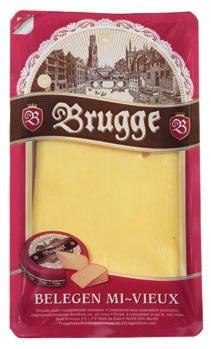 Gamma kaas in sneetjes Brugge jong, belegen, oud d or en abdij, van 180 g tot 200 g, van
