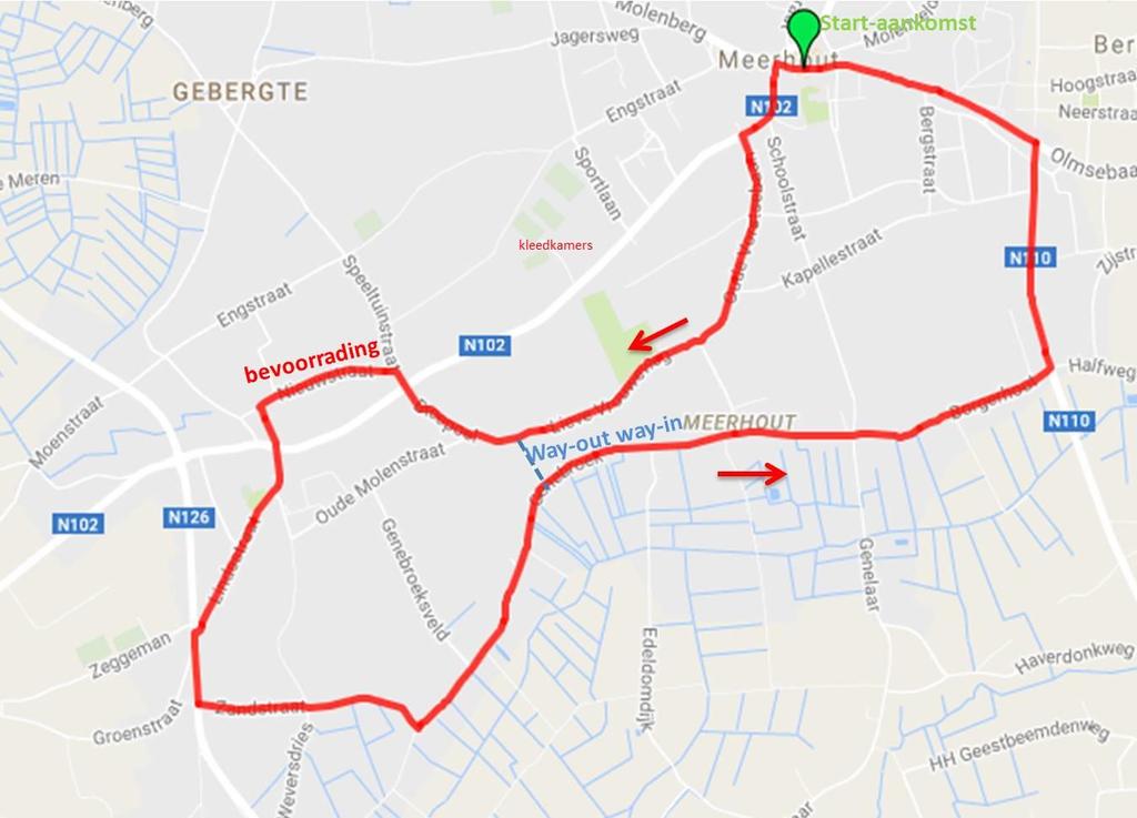 Plan parcours Meerhout interclub 4 september 2016 Parcours : Markt Beerstraat Oude Vorstsebaan Lieve Vrouweweg Breepoel Speeltuinstraat