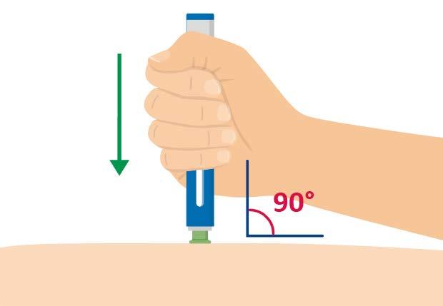 Als u het naalddopje verwijdert voordat u klaar bent om te injecteren, mag u het naalddopje niet terugplaatsen. Hierdoor kan de naald buigen of beschadigen.