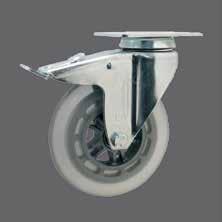 Apparatenwielen met polyurethaan band Apparatus Castors with Polyurethane Tyre Kleur 50 21 8 21 / K 30 23050211 76 24 8 24 / K 35 23076242 100 24 8 24 / K 40 23100241 125 24 8 24 / K 40 23125241 150