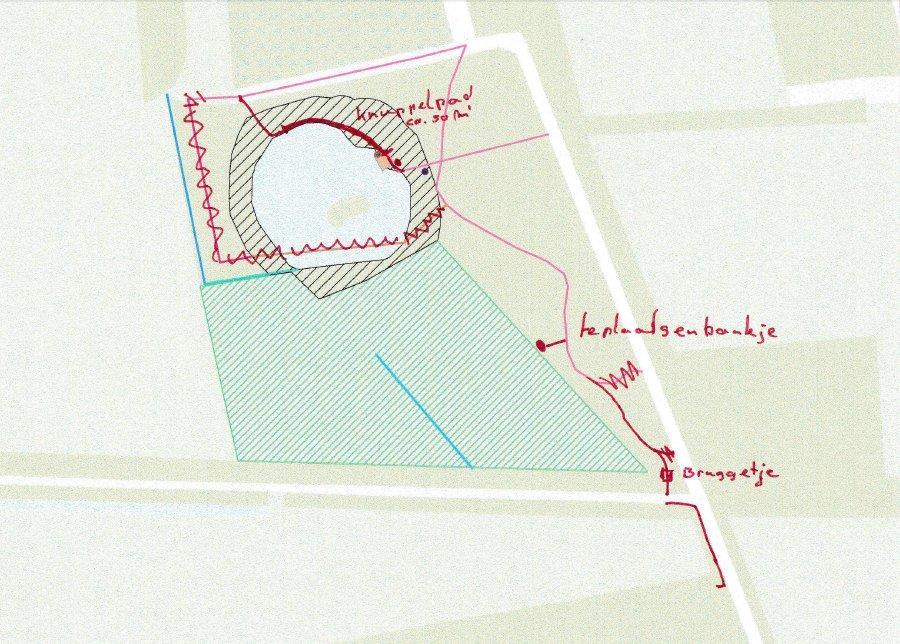 De huidige is niet goed leesbaar en vraagt om update. Aanleg nieuw wandelpad en bestaande paden herstellen Knuppelpad aanleggen ter vervanging van pad aan oost Figuur 31.