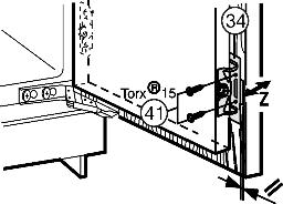 u Bevestigingsdwarsstrip Fig. 21 (31) met de montagehulpstukken Fig. 21 (30) aan de binnenkant van de kastdeur hangen. Fig. 21 bij 600 mm brede nis: u Bevestigingsdwarsstrip Fig.