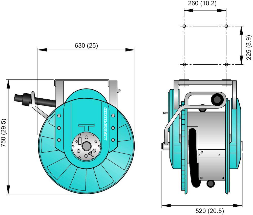 Y = Pressure drop (kpa) X = Airflow (m3/h) A1 = Hose 38 mm, coiled on reel B1 = Hose 38 mm, fully uncoiled