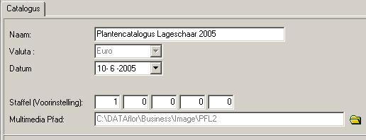 In de tabblad Catalogus kunt u de naam van de catalogus aanpassen.