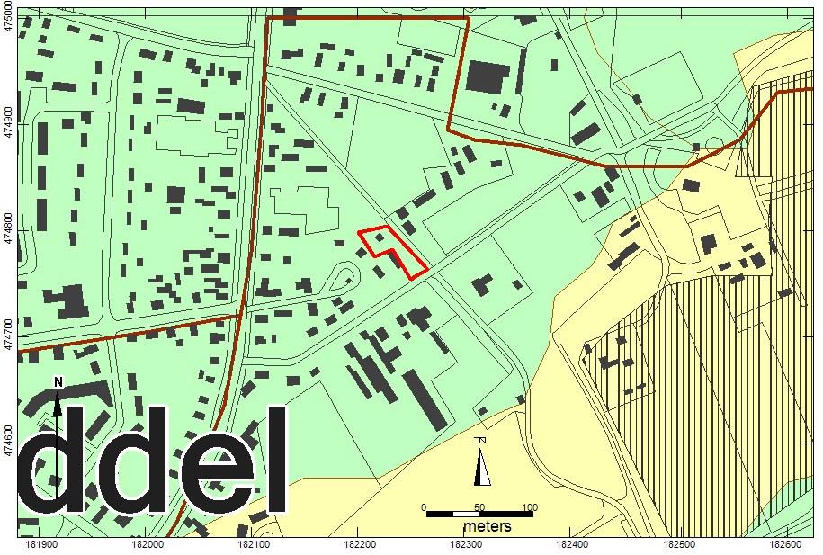Afbeelding 9: Plangebied (ster) geprojecteerd op de archeologische verwachtingskaart van de Gemeente Apeldoorn. (legenda ( licht geel is middelhoge verwachting; groen = lage verwachting).
