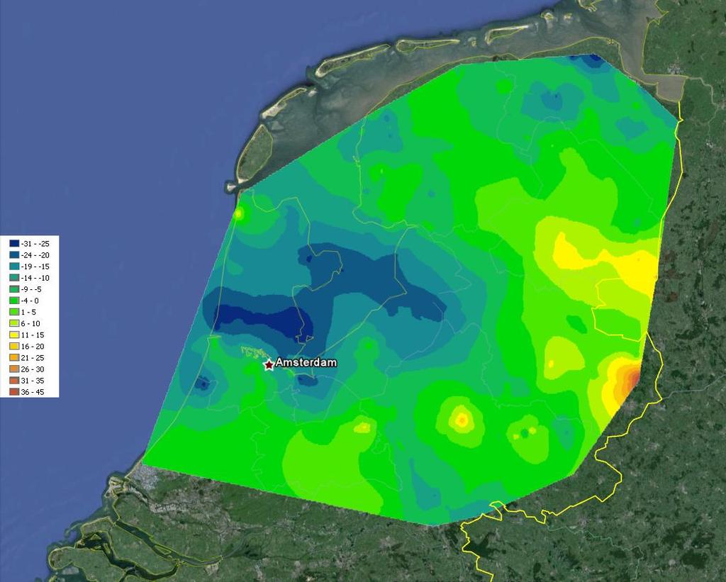 3 Beeld 3.1 Hoogste traject 3.1.1 Topligging Het hoogste traject heeft in Nederland een verloop met een steeds diepere top naar het westen toe (figuur 3.1).
