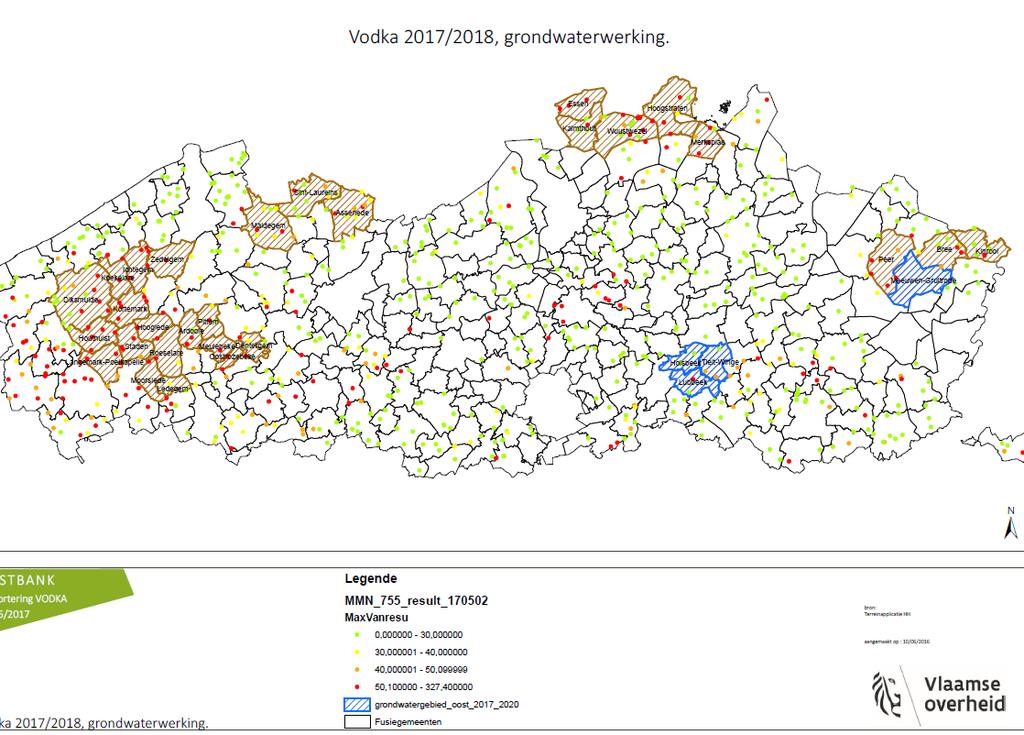 Handhavingsacties: terreincontroles in VODKA-gebied VODKA 2017-2020: Uitdijend model: VODKA scoop uitbreiden naar nieuwe focusgebieden met klemtoon op grondwater.