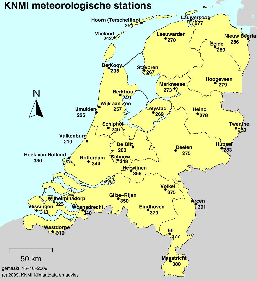 Verklaring In het Jaaroverzicht van het Weer in Nederland (JOW) zijn gegevens opgenomen van de meteorologische stations. De ligging van de stations is aangegeven in de bovenstaande kaart.