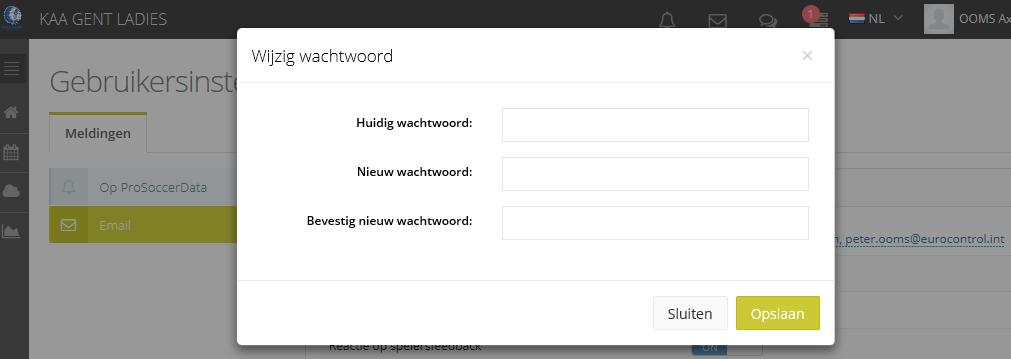 Als je e-mail notificaties naar meer dan één e-mailadres wilt sturen (bv: ouders), hoeft u alleen maar op de 'E-mail' van je Gebruikersinstellingen te klikken.