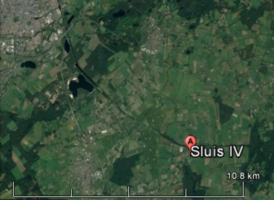Figuur 7 Locatie Sluis IV in het Wilhelminakanaal. Bron: Google Earth.