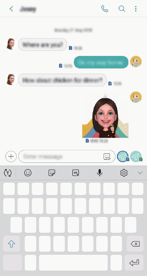 1 Op het Samsung-toetsenbord tikt u op. 2 Tik op het Mijn Emoji-pictogram.