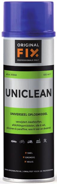 ORIGINALFIX UNICLEAN Voor het ontvetten en reinigen van mechanische onderdelen en motoren, gereedschap en werkplaatsuitrusting.